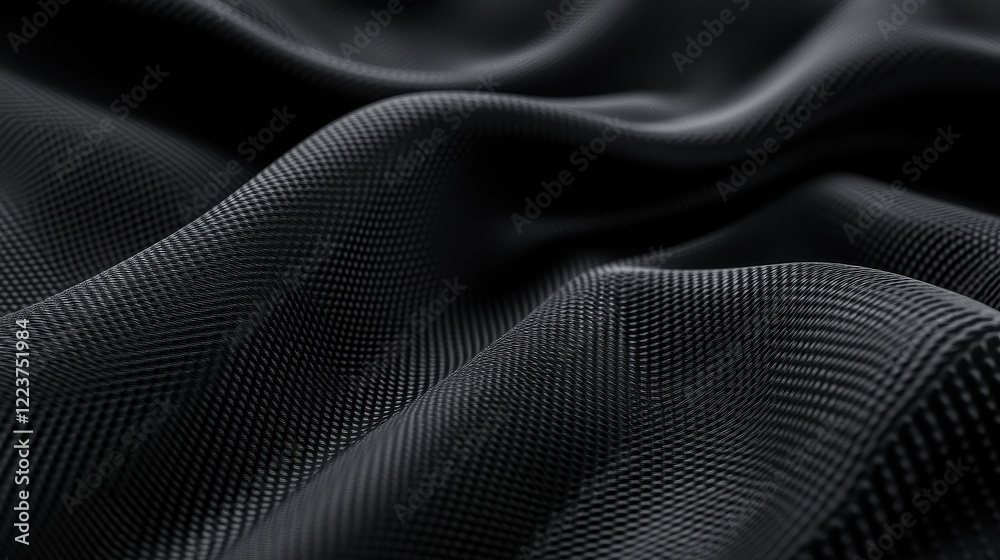 Naklejka premium Abstract Black Fabric Texture Waves Design