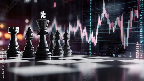 Wallpaper Mural Chess Pieces on a Board with a Stock Market Graph in the Background Torontodigital.ca