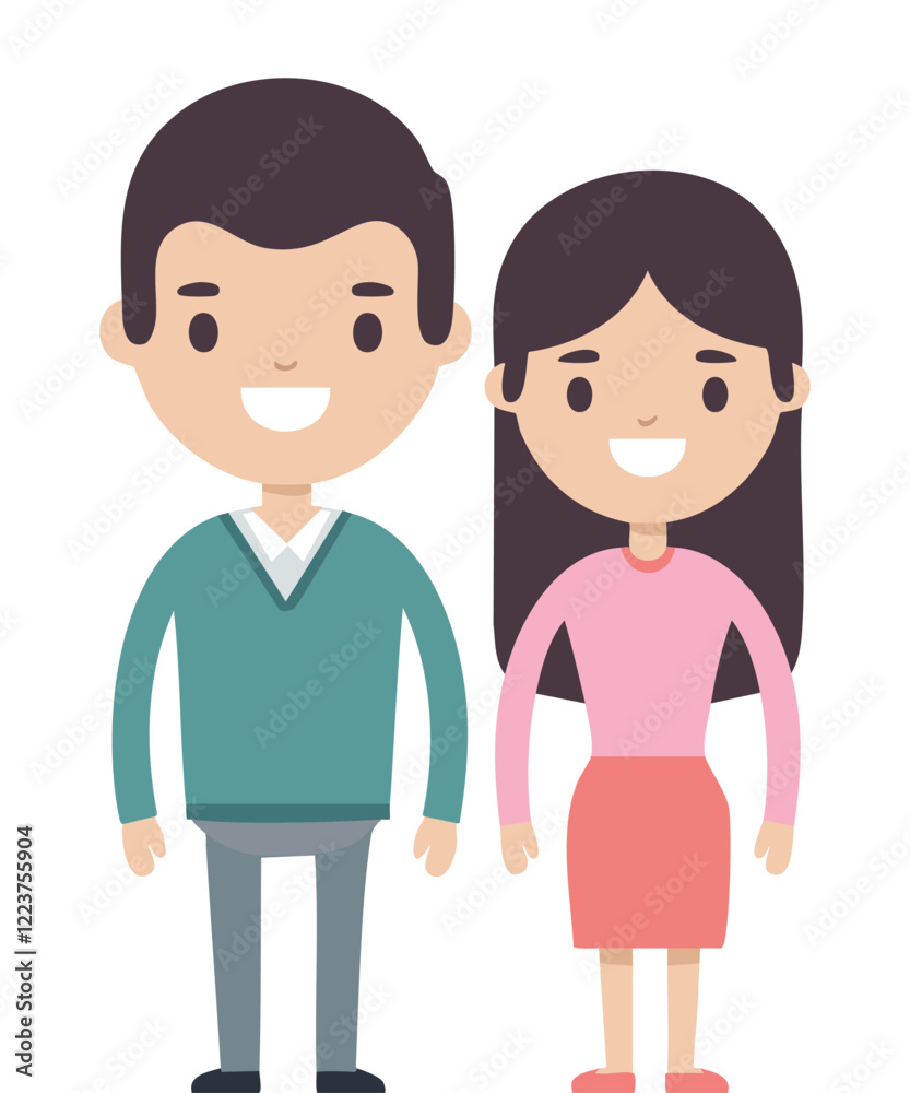 Simple design of male and female avatar characters Simple design of male and female avatar characters