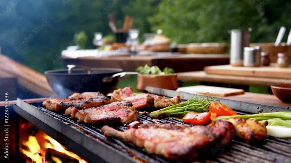 Barbecue in close-up (slow motion) Barbecue in close-up (slow motion)