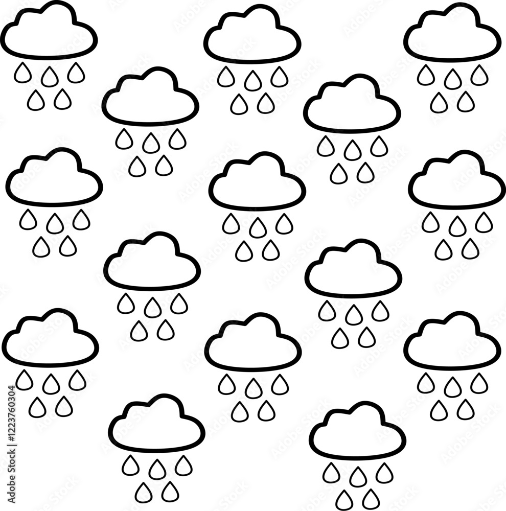 Icon of cloud rain design. Editable stroke with various design shapes, with a hand drawn black outline style Icon of cloud rain design. Editable stroke with various design shapes, with a hand drawn black outline style