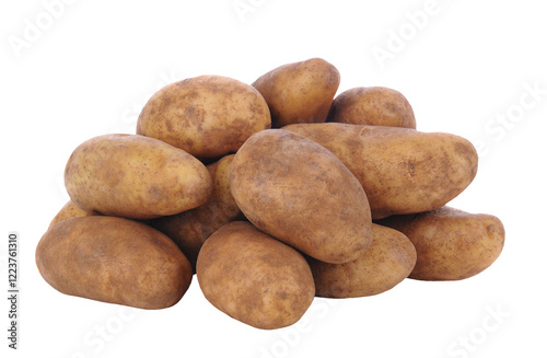 Russet Potatoes on White
