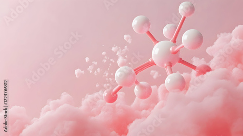 Model of a human insulin hormone molecule in a pastel background, symbolizing diabetes treatment