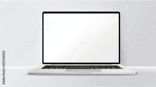 Laptop blank screen mockup. Realistic laptop in different positions isolated on transparent background.