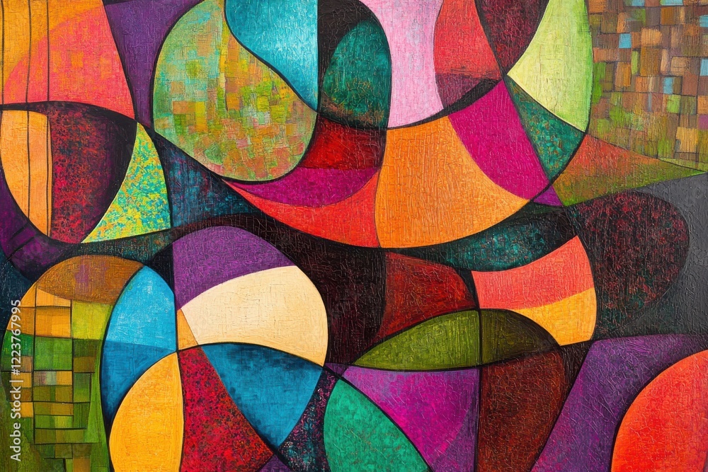 Fototapeta premium A creative abstract painting with bold colors flowing harmoniously into intricate patterns