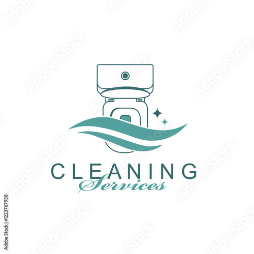 cleaning service design with toilet bowl isolated on white background
