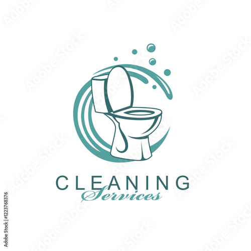cleaning service design with toilet bowl isolated on white background