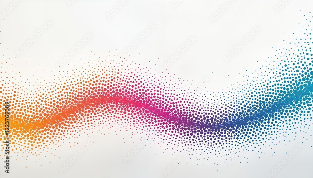 Abstract wave pattern with colorful dots creates smooth motion graphic design. Colorful wave design. Modern abstract background for various uses. Smooth transition of colors in dot pattern. Abstract wave pattern with colorful dots creates smooth motion graphic design. Colorful wave design. Modern abstract background for various uses. Smooth transition of colors in dot pattern.