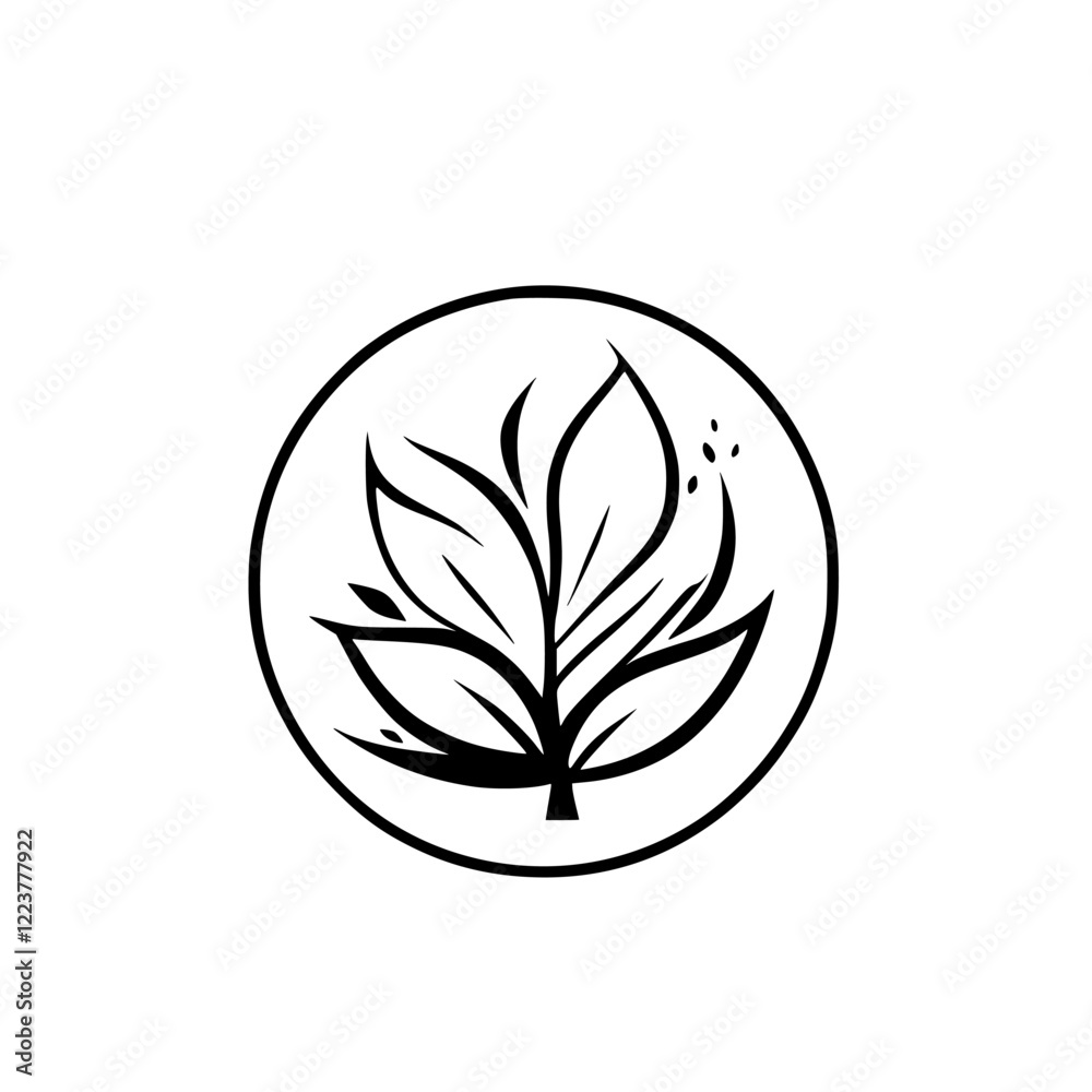 Obraz premium Elegant Plant Logo Design: Minimalist Botanical Vector Illustration - Perfect for Nature-Inspired Brands