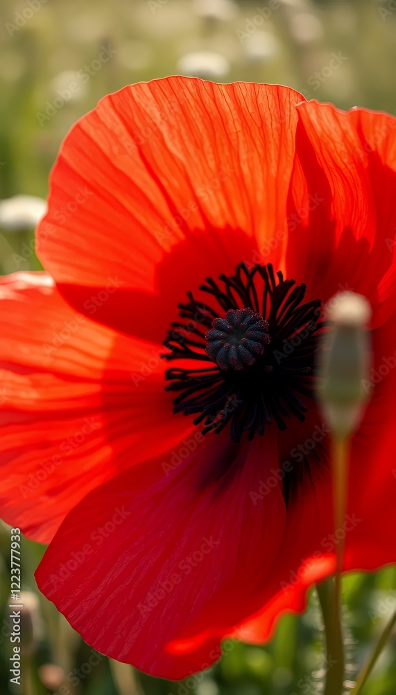 Obraz premium Closeup of a Vibrant Red Poppy in a Field