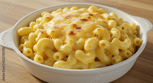 Creamy, Cheesy Baked Macaroni and Cheese in White Bowl photo