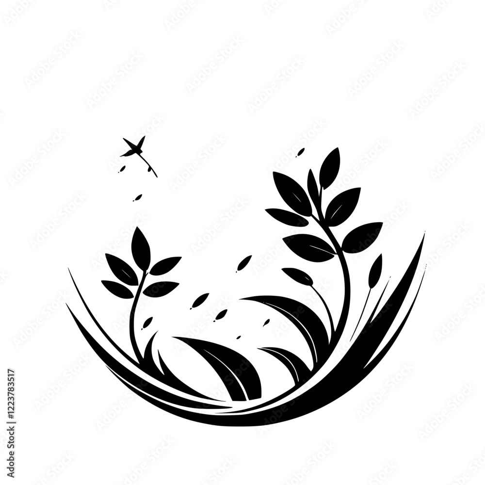 Elegant Black and White Floral Design: Minimalist Botanical Illustration, Nature-Inspired Art Print Elegant Black and White Floral Design: Minimalist Botanical Illustration, Nature-Inspired Art Print