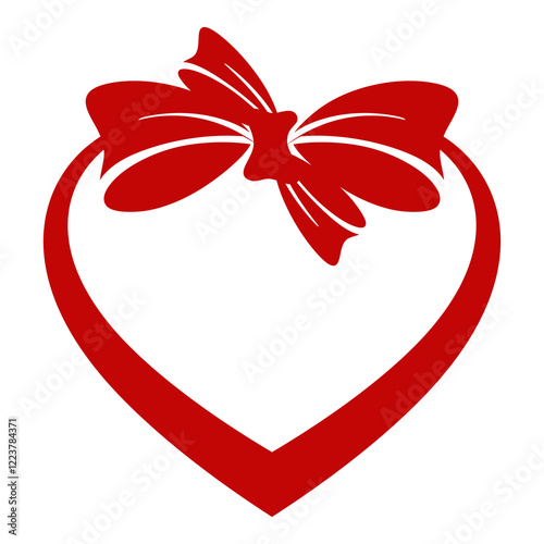 Red heart with a bow vector image,isolated on white background,minimalist,elegant ideas,can be for decoration or valentine icon