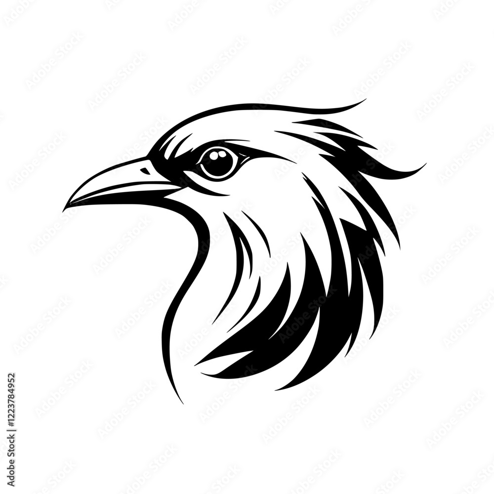 Obraz premium Majestic Bird of Prey: A Black and White Vector Illustration of an Eagle's Head