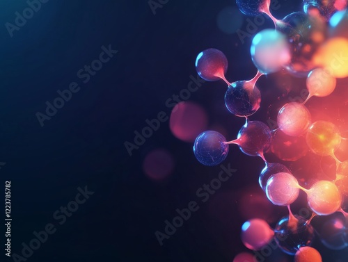 Abstract Science atoms and molecules. View of Human Genome Structure on Dark Background