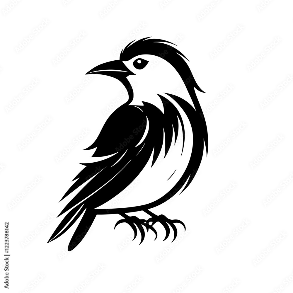 Fototapeta premium Elegant Bird Silhouette: A Stunning Monochrome Vector Graphic