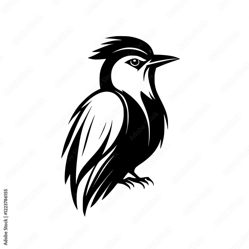 Fototapeta premium Elegant Bird Silhouette: A Monochrome Avian Vector Graphic