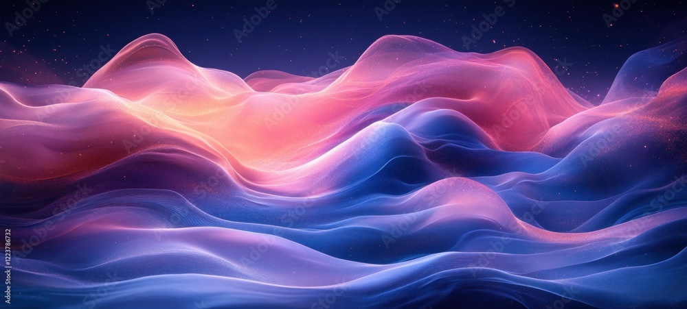 Fototapeta premium Abstract Gradient Blues Purples Glow Smooth Texture on Black Background