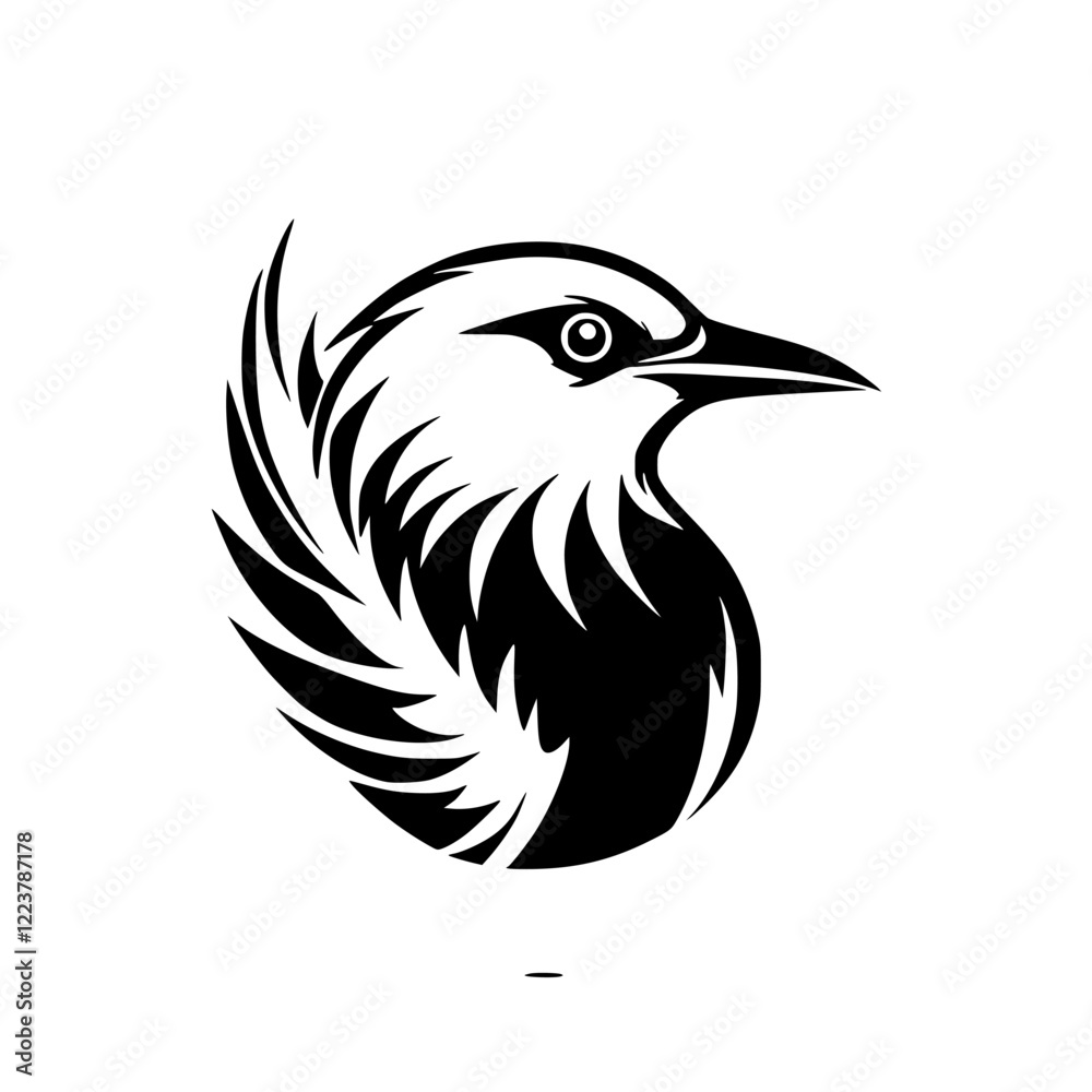 Fototapeta premium Majestic Eagle Vector Illustration: A Black and White Graphic Design of a Soaring Bird of Prey