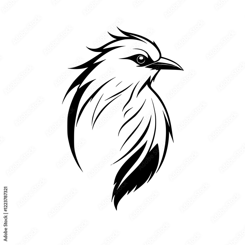 Obraz premium Elegant Black and White Bird Vector Illustration: A Stylish Avian Profile Design