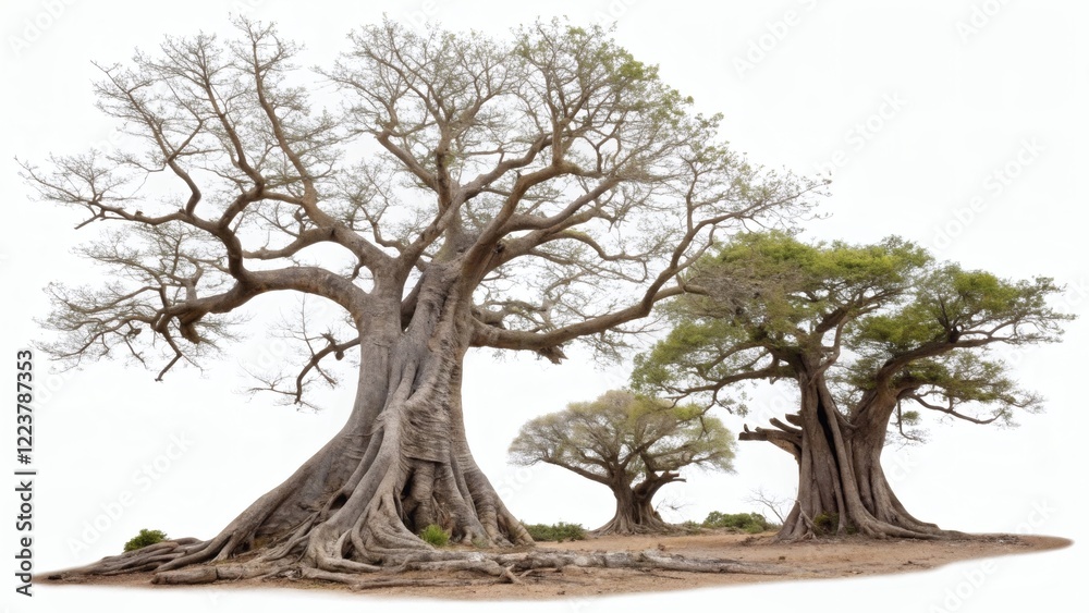 Baobab Trees, African Savanna, Isolated Baobab Trees, African Savanna, Isolated