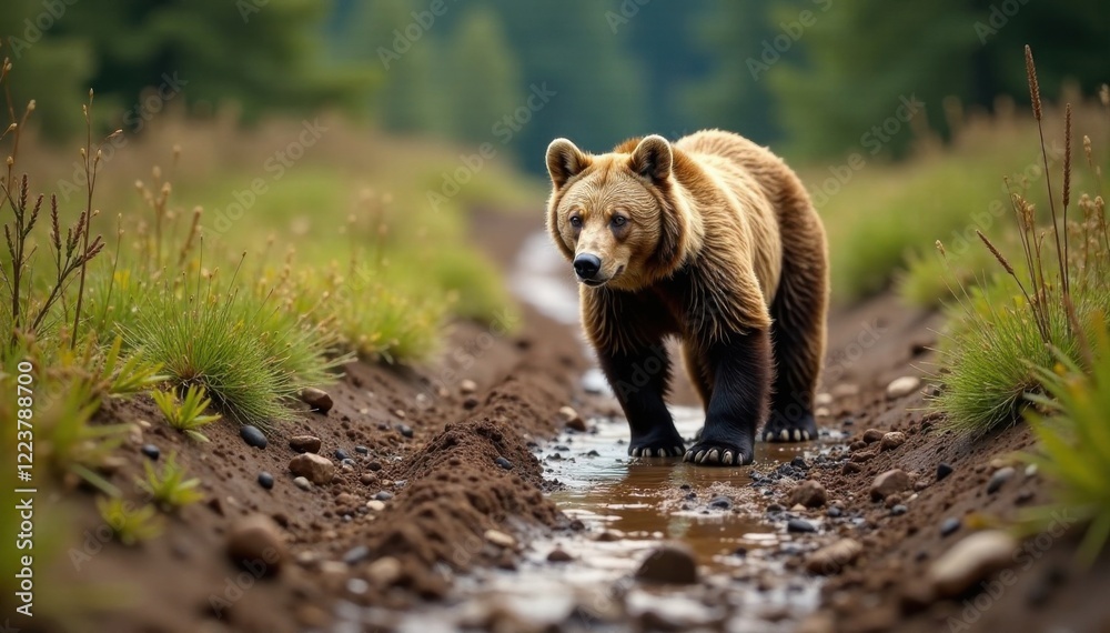 bear track in muddy terrain , forests, outdoors, bears bear track in muddy terrain , forests, outdoors, bears