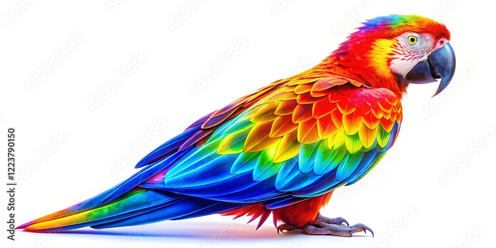 Obraz premium Colorful Macaw Parrot on White Background