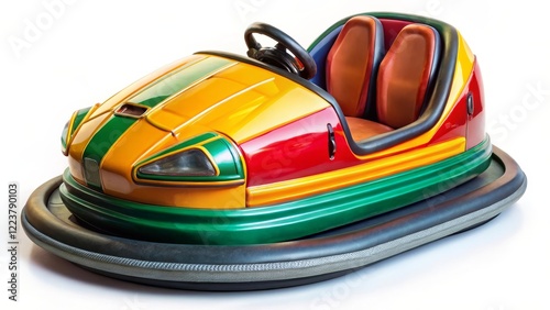 Colorful Bumper Car on White Background