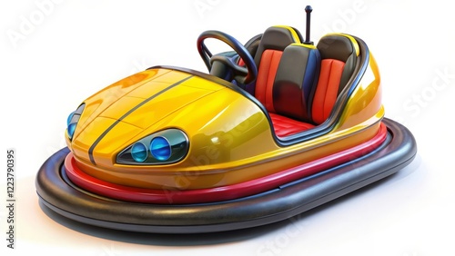 Yellow Bumper Car 3D Render