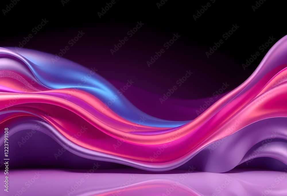 Fototapeta premium blue and pink Abstract Gradient Wavy Shape Futuristic Background, Wallpaper 3d rendering background, Growing Retro Wave Vector Background
