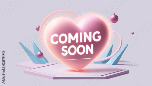 Coming Soon Heart Pink Abstract Bauble Celebration 3D Geometric