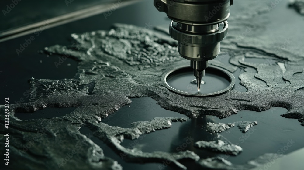 Naklejka premium A CNC plasma cutting machine creating precise patterns on a steel sheet.