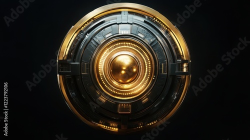 Futuristic Golden Orb Technological Device Design