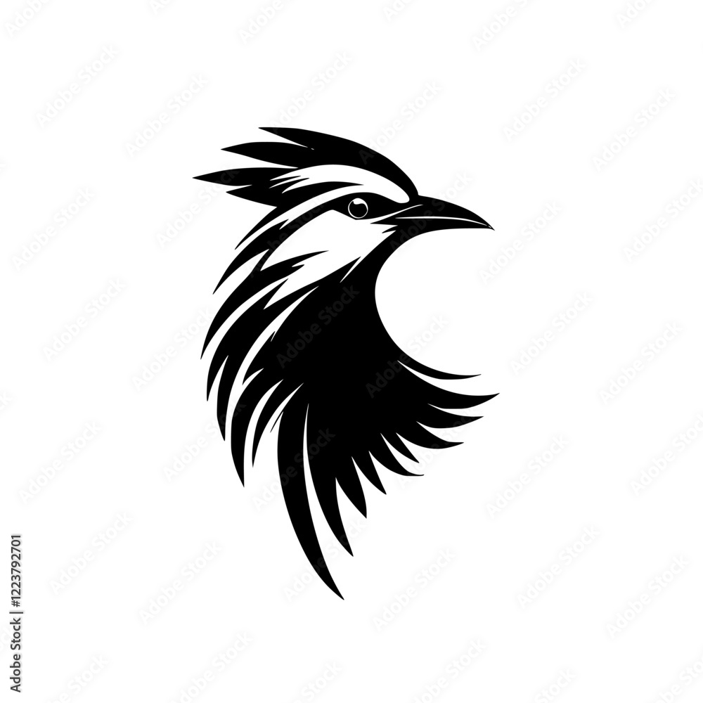Fototapeta premium Stylized Bird Vector Illustration: Black and White Avian Design, Perfect for Logos and Graphic Projects