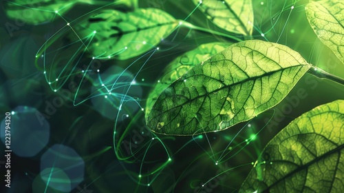 Abstract illustration of plant biotechnology Genome-engineered, vitamin-rich leaf seedlings