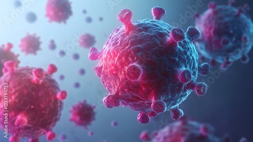 a bunch of red and blue balls of blood on a blue background