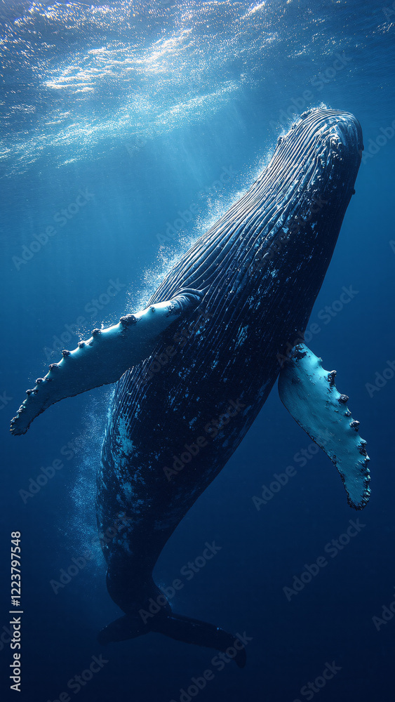 Naklejka premium aggressive blue whale 