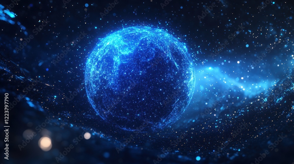 Obraz premium Glowing Blue Digital Sphere In Cosmic Space