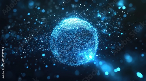 Blue Sphere of Light Particles Glowing Brightly