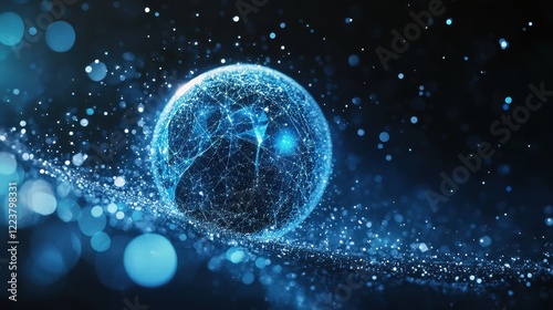 Wallpaper Mural Abstract Blue Sphere Network Data Visualization Torontodigital.ca