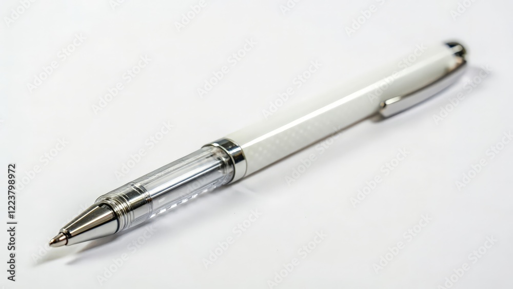 Fototapeta premium White Gel Pen on White Background