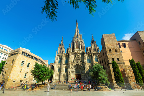 Photography Picturesque view of impressive Cathedral of Holy Cross and Saint Eulalia in Barc