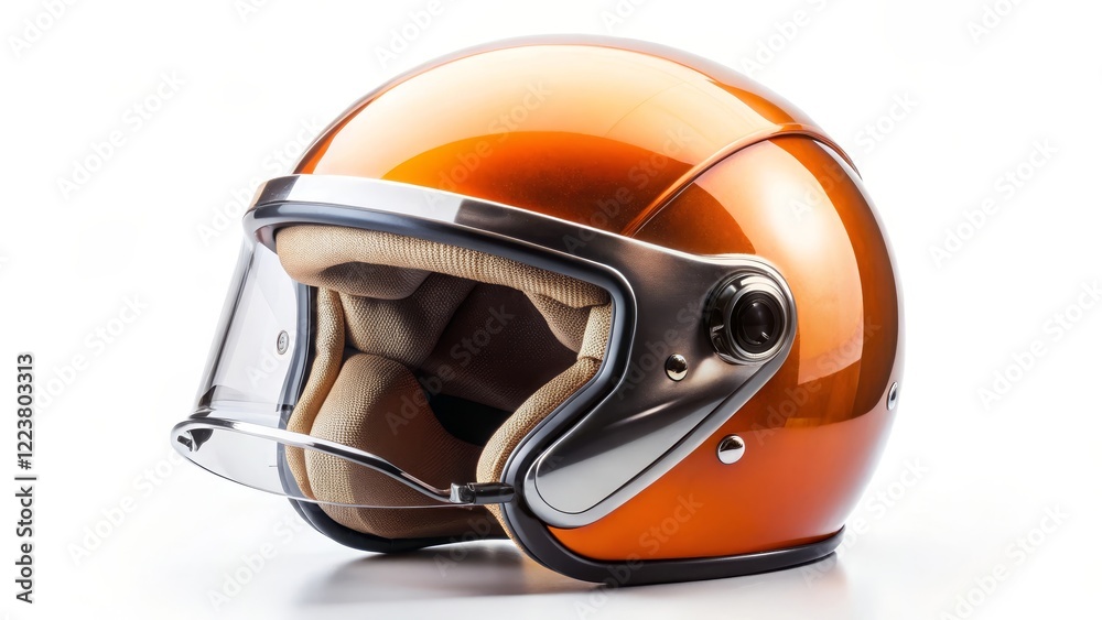 Fototapeta premium Orange Motorcycle Helmet with Visor
