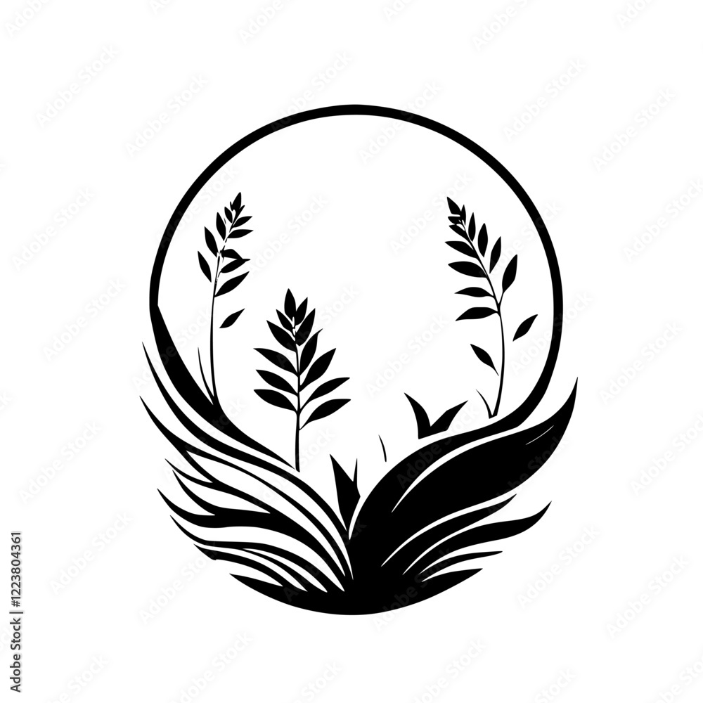 Fototapeta premium Serene Mountain Landscape: Minimalist Black and White Nature Art Print