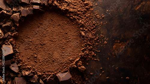 Cocoa Powder Artfully Scattered in a Intricate Circular Design