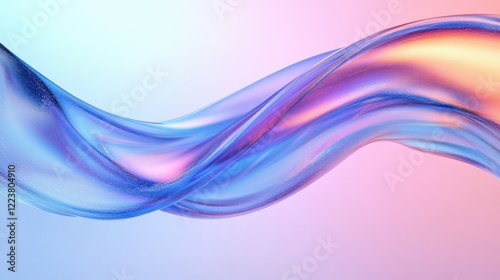 Abstract Wave Design Minimalist Curved Glass Shape 3D Render