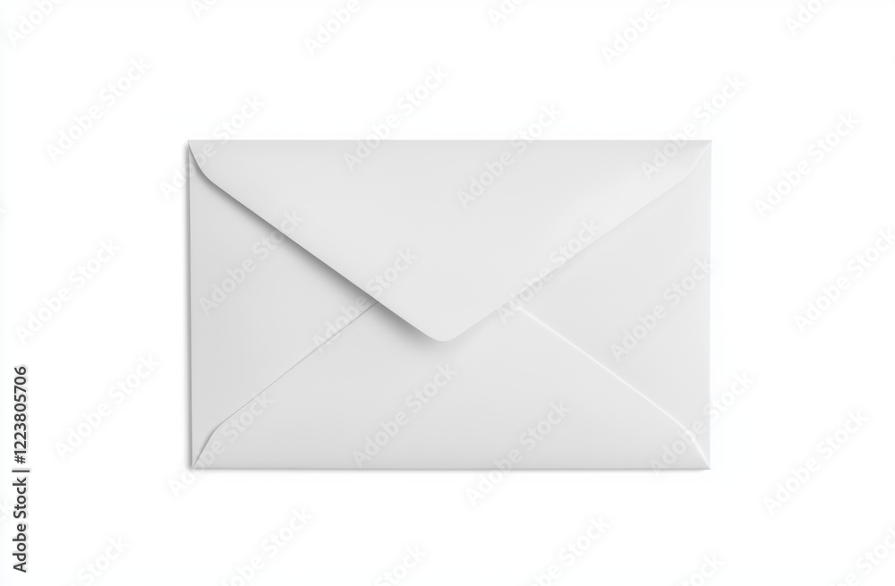 Studio shot of a closed white envelope lying on a white background, conveying a sense of anticipation and mystery about its unseen contents Studio shot of a closed white envelope lying on a white background, conveying a sense of anticipation and mystery about its unseen contents
