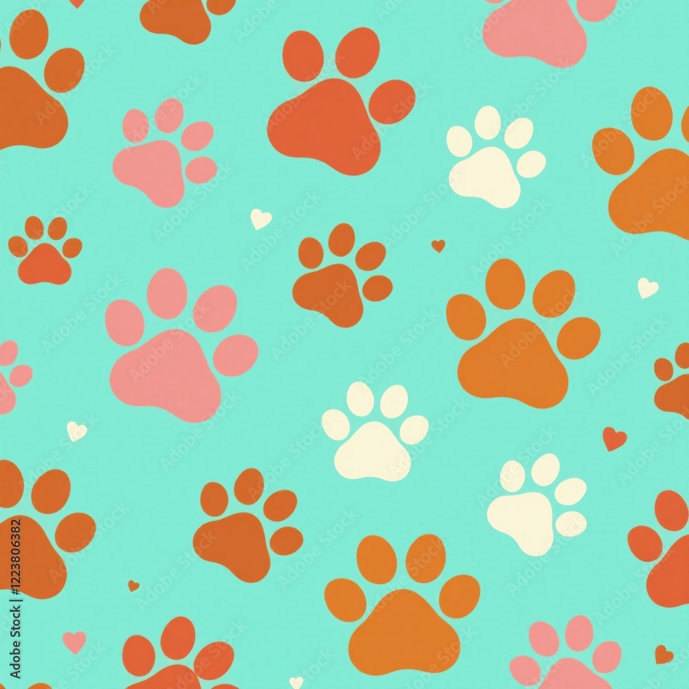 Fototapeta premium Simple yet cute dog paw shape seamless pattern, vector illustration,