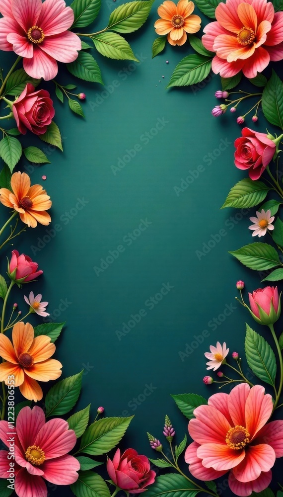 Fototapeta premium Flourishing foliage borders, artistic, floral patterns