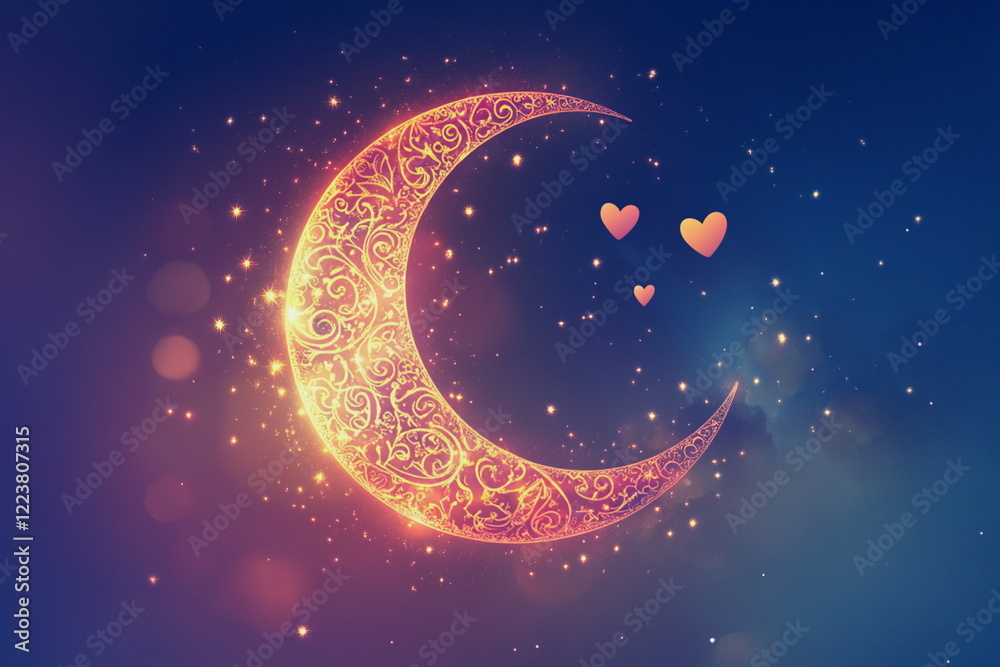 Fototapeta premium Enchanted cosmic night sky shining with constellations and glowing celestial magic, evoking mystery, dreams, and astrology. A surreal galaxy-inspired vision perfect for cosmic fantasy themes. 